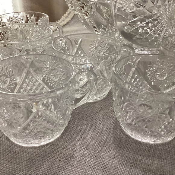 Homestead Clear Punch Bowl & 10 Punch Cups By Duncan & Miller - Picture 3 of 8